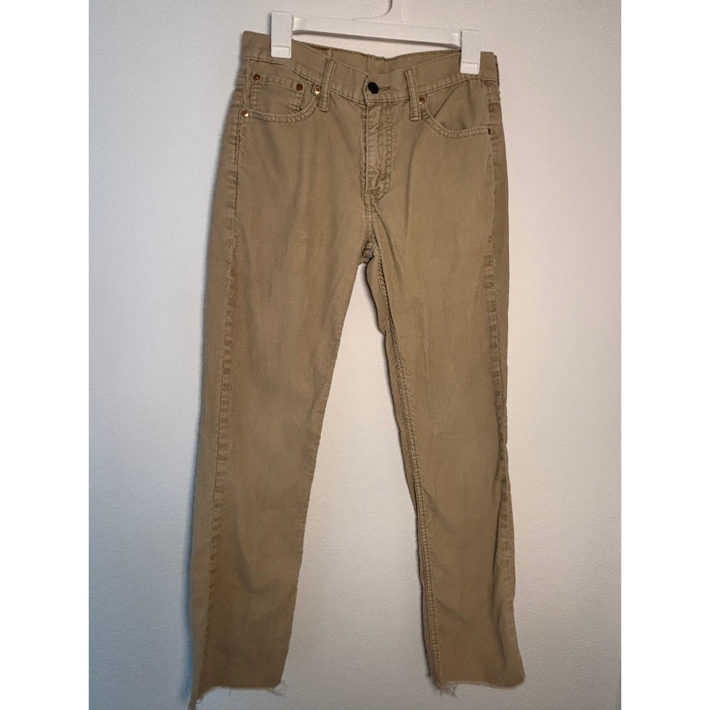 Levis 511 Slim Fit Corduroy Pants Tan‎ Khaki Raw Hem Mens 30x32 (Fits 31x29)